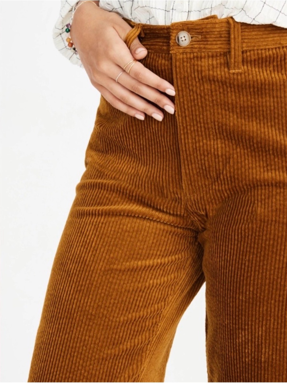 Madewell Corduroy High-Rise Wide-Leg Pants in Caramel Brown